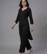 Black embroidered rayon kurta set