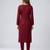 Maroon embroidered rayon kurta set