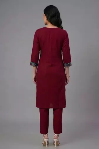 Maroon embroidery rayon kurta set