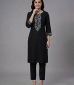 Black embroidery rayon kurta set