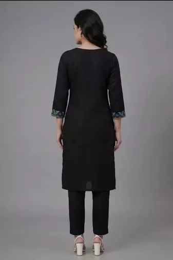 Black embroidery rayon kurta set