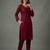 Maroon embroidered rayon kurta set