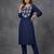 Blue embroidered rayon kurta set
