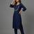Blue embroidered rayon kurta set