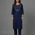 Blue embroidered rayon kurta set