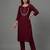 Maroon embroidered rayon kurta set
