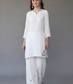White embroidered rayon kurta set