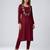 Maroon embroidered rayon kurta set