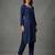 Blue embroidered rayon kurta set