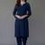 Blue embroidered rayon kurta set