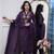 Designer purple rayon slub embroidered kurta set with nazmin dupatta