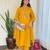 Designer mustard yellow rayon slub embroidered kurta set with nazmin dupatta