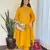 Designer mustard yellow rayon slub embroidered kurta set with nazmin dupatta