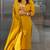Designer mustard yellow rayon slub embroidered kurta set with nazmin dupatta