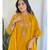 Designer mustard yellow rayon slub embroidered kurta set with nazmin dupatta