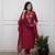 Designer maroon rayon slub embroidered kurta set with nazmin dupatta