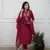 Designer maroon rayon slub embroidered kurta set with nazmin dupatta