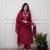 Designer maroon rayon slub embroidered kurta set with nazmin dupatta