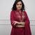 Designer maroon rayon slub embroidered kurta set with nazmin dupatta