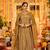 Designer olive gold simmar chanderi silk embroidered kurta set with organza dupatta