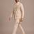 Cream roman silk designer multi embroidery work kurta set for men