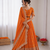 orange satin silk thread sequin lehenga choli set