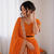 orange satin silk thread sequin lehenga choli set