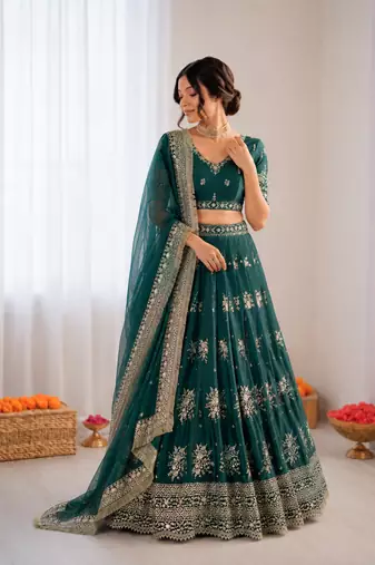 rama jatan silk thread sequin lehenga choli set