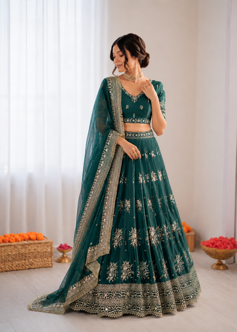 rama jatan silk thread sequin lehenga choli set