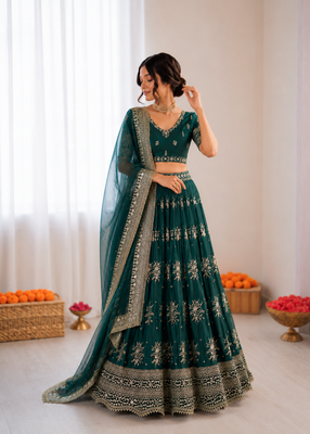 rama jatan silk thread sequin lehenga choli set 2