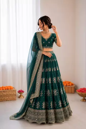 rama jatan silk thread sequin lehenga choli set
