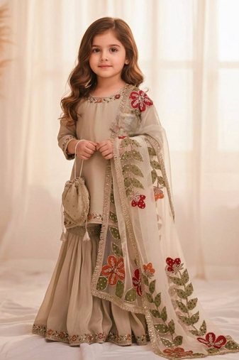 New kids wedding wear heavy embroidery sequence work kurta set