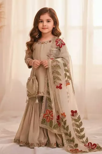 New kids wedding wear heavy embroidery sequence work kurta set