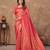 red silk blend floral woven zari design saree with blouse 