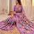 Designer viscose crunchy silk saree with floral embroidery, fancy lace border & swarovski diamond work