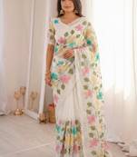  viscose crunchy silk blend saree with floral embroidery fancy lace border & swarovski diamond work