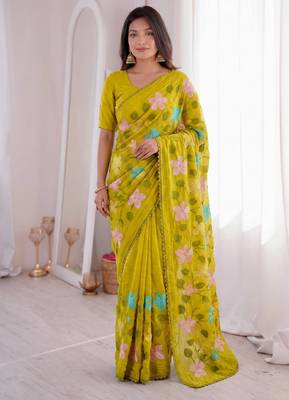  viscose crunchy silk blend saree with floral embroidery fancy lace border & swarovski diamond work 1