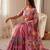 Designer viscose crunchy silk saree with floral embroidery, fancy lace border & swarovski diamond work