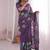 Designer viscose crunchy silk saree with floral embroidery, fancy lace border & swarovski diamond work