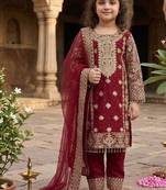 New kids  trendy stylish rich heavy embroidery with elegant sequence work kurta set