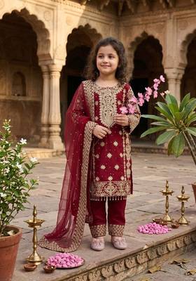  kids  rich heavy embroidery with sequence work kurta set 3