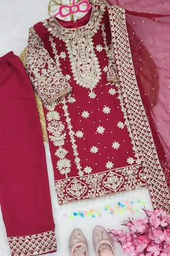  kids  rich heavy embroidery with sequence work kurta set