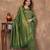 green silk blend floral woven zari design saree with blouse piece