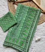 Green Color  khatali handwork and real mirror work  Georgette Saree
