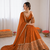 orange jatan silk thread sequin lehenga choli set