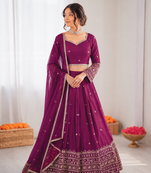purple jatan silk thread sequin lehenga choli set