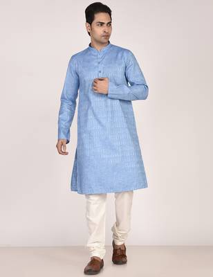 Men's self embossed designer cotton kurta 1