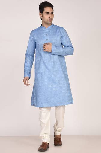 Men's self embossed designer cotton kurta
