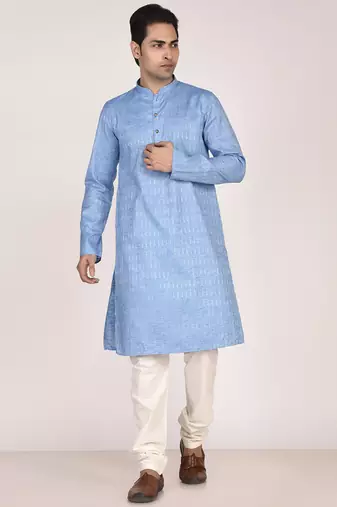 Men's self embossed designer cotton kurta