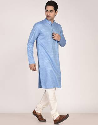 Men's self embossed designer cotton kurta 3